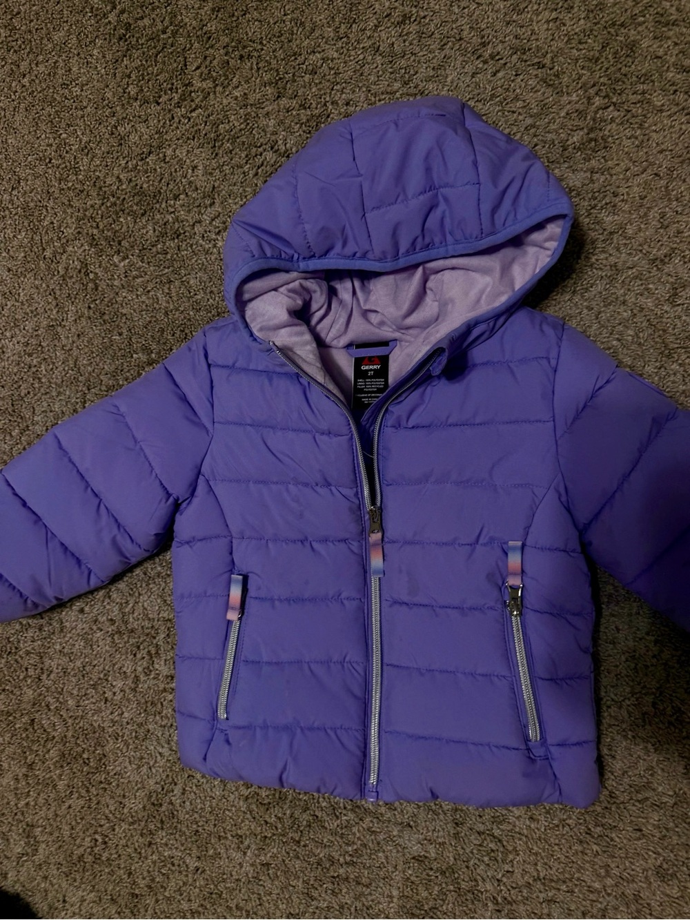 Kids Purple Puffer Jacket with Hood